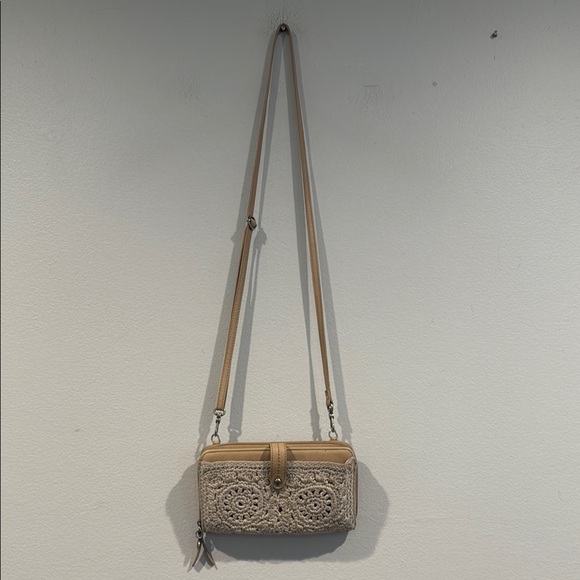 The Sak Handbags - The Sak Tan Crescent Crossbody Bag with Crochet Texture